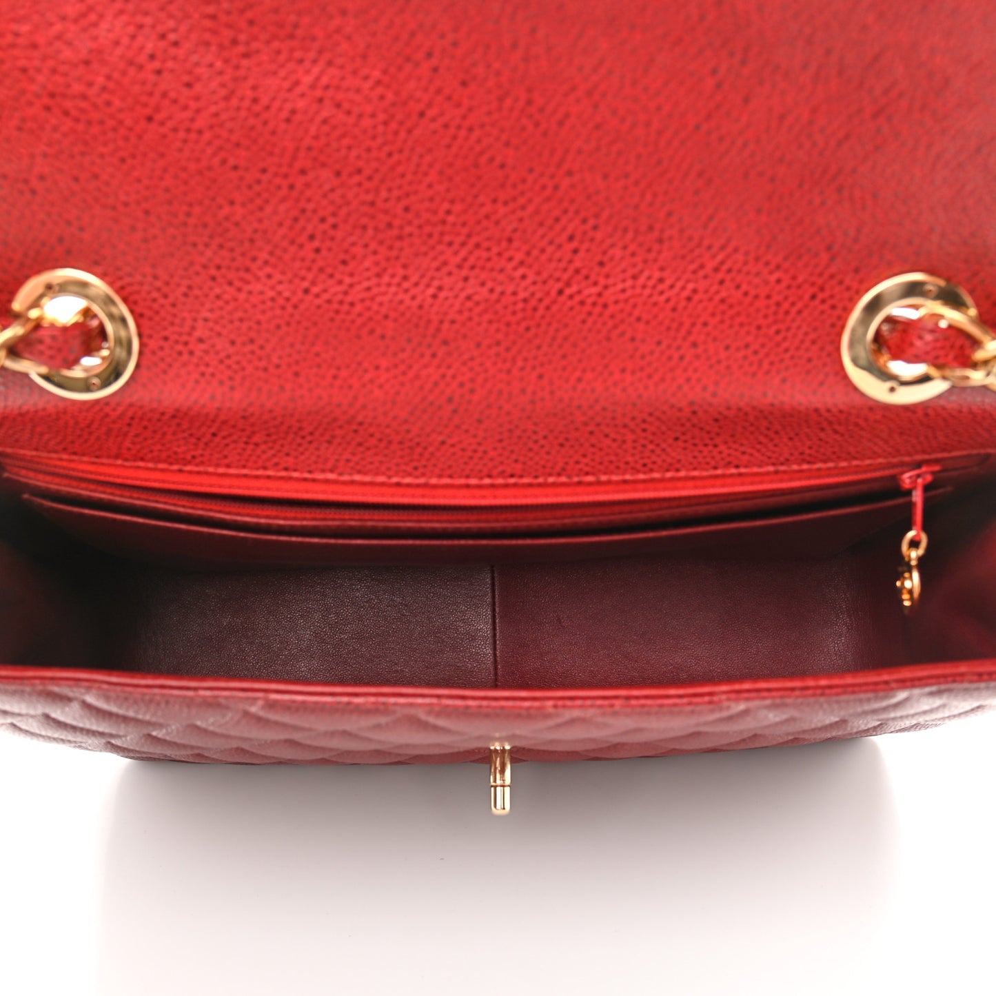 Caviar Quilted Jumbo Single Flap Bordeaux
