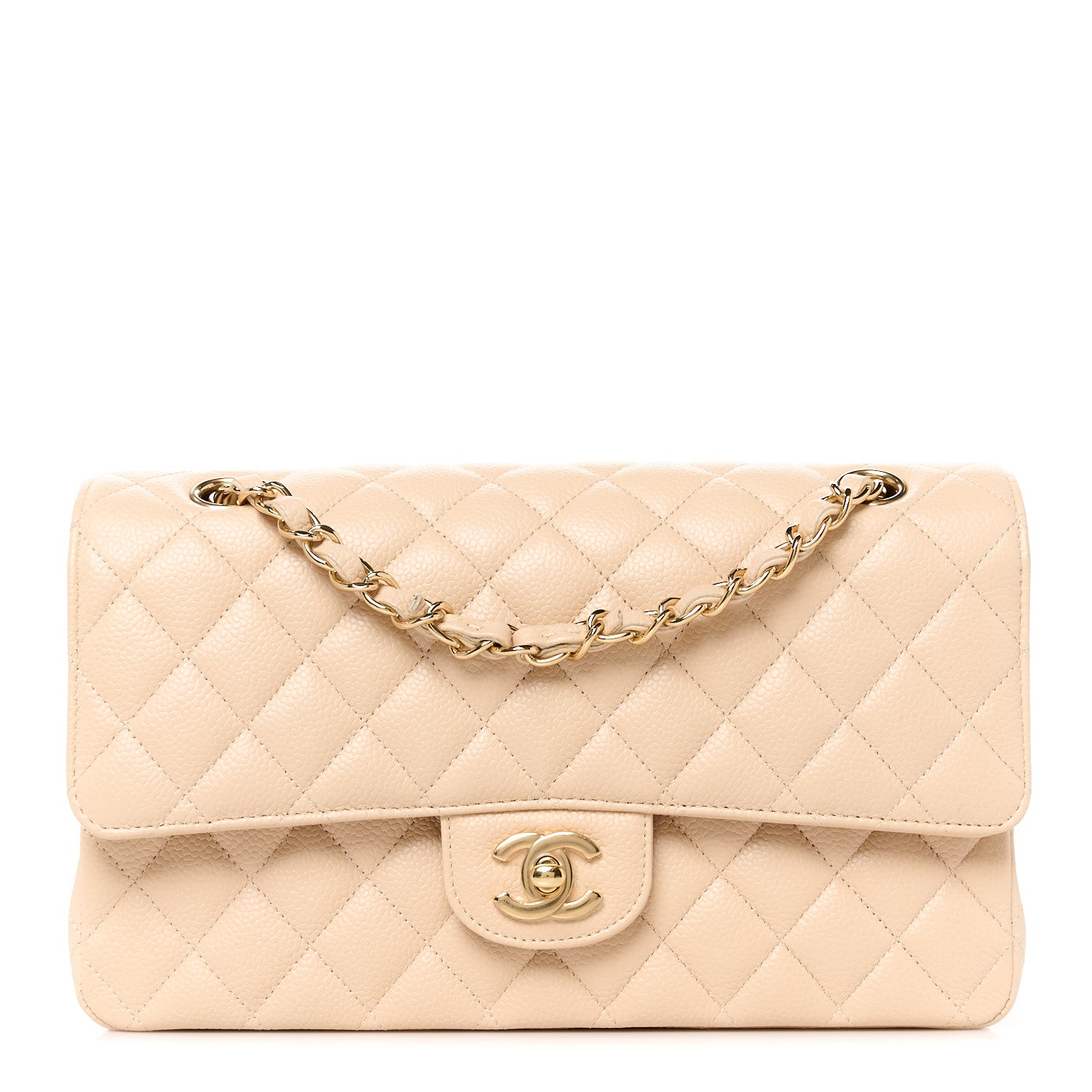 Chanel Caviar Quilted Medium Double Flap Beige 1 of 12