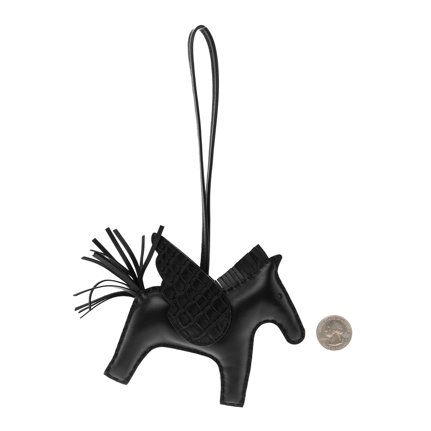 Hermes Milo Lambskin Matte Alligator Touch Grigri Rodeo Pegase Horse Bag Charm GM So Black 2 of 4