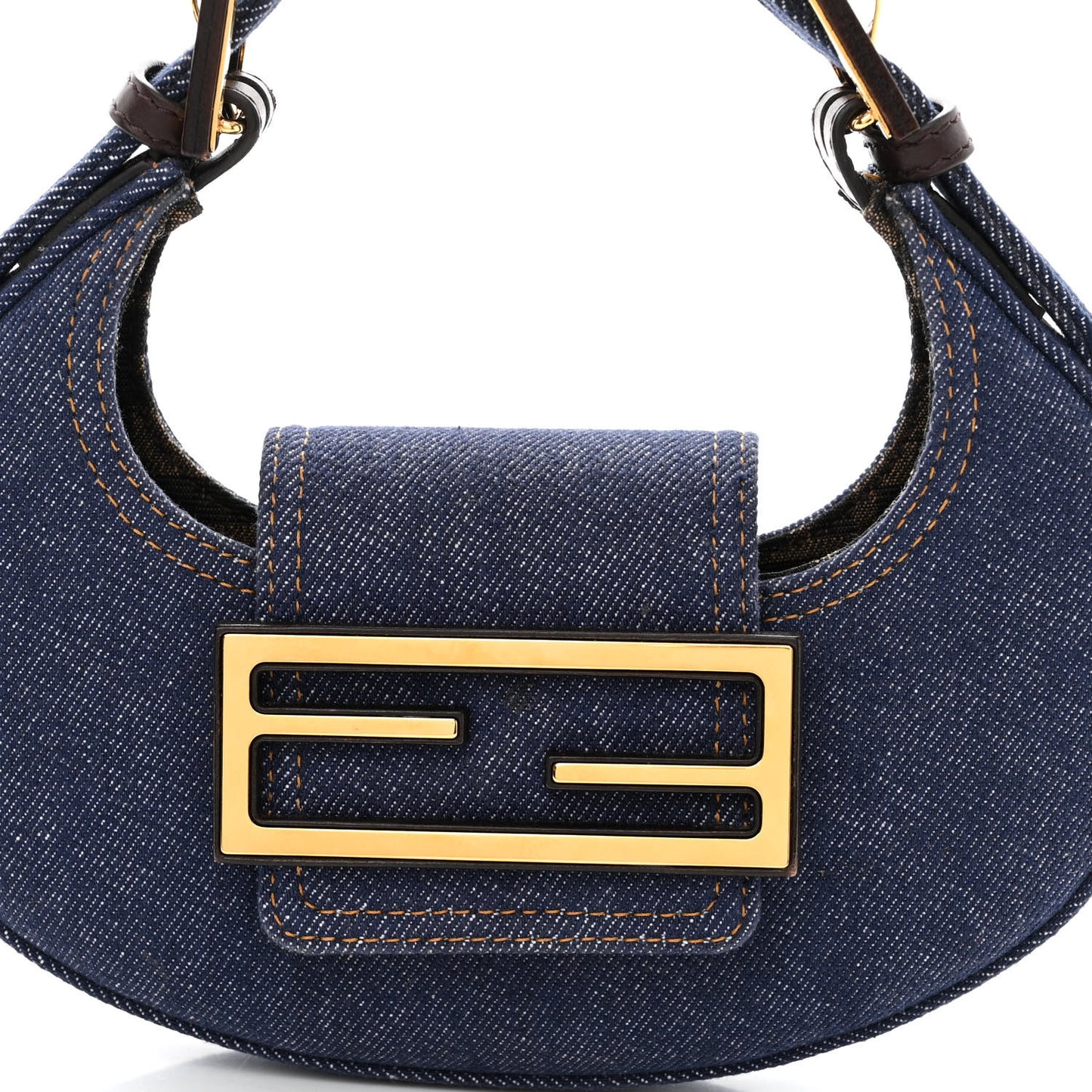 Denim Vitello King Cuoio Mini Cookie Hobo Bag Blue Ebano