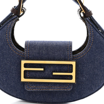Fendi Denim Vitello King Cuoio Mini Cookie Hobo Bag Blue Ebano 8 of 10