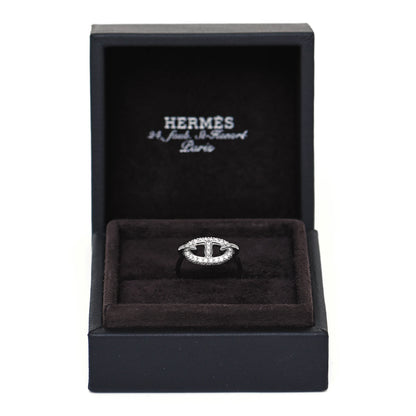 Hermes 18K White Gold Diamond Ronde Ring 51 5.75 5 of 5