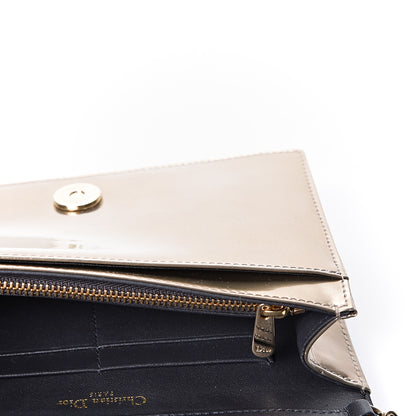 Christian Dior Metallic Patent Micro-Cannage Diorama Wallet on Chain Pouch Gold 6 of 10
