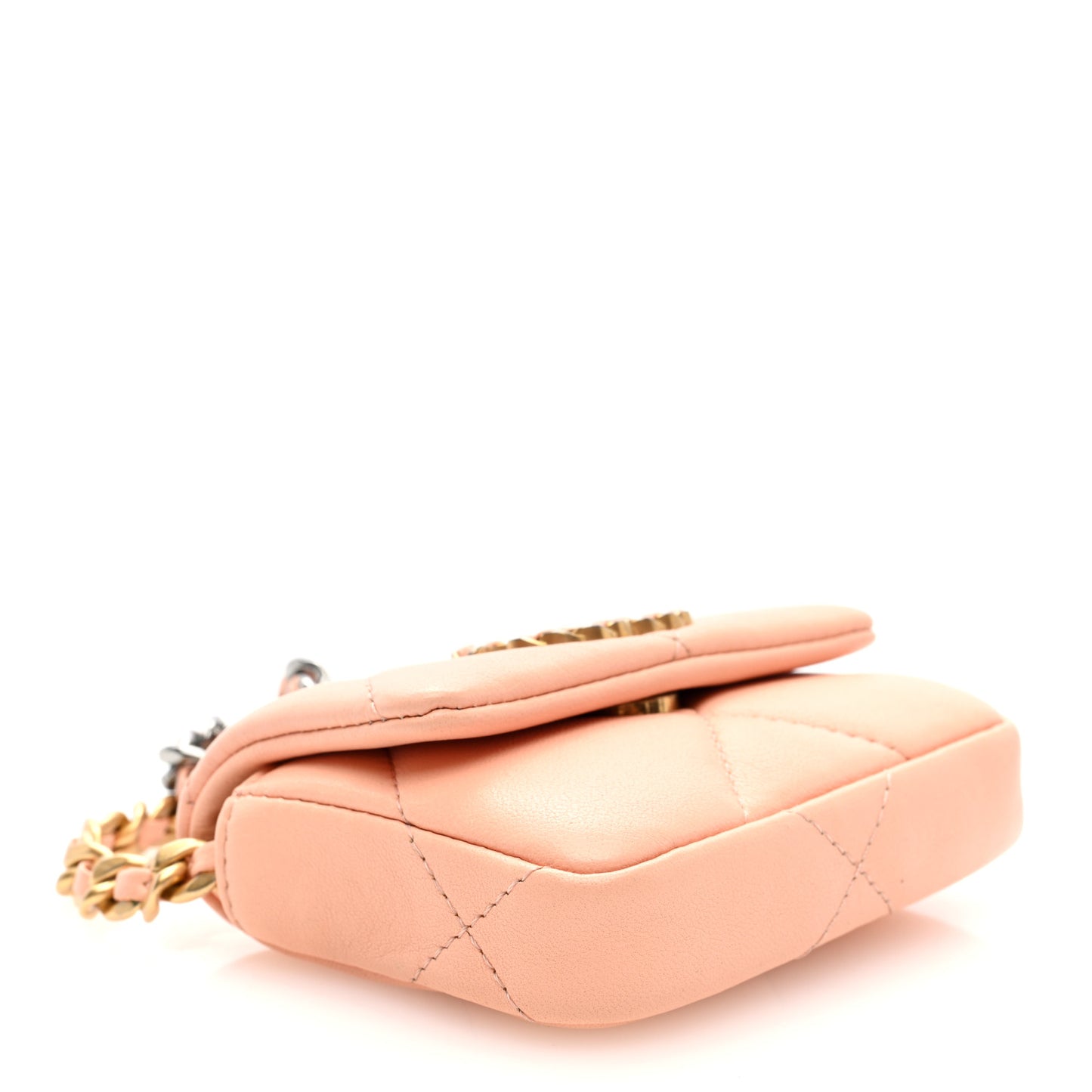 Lambskin Quilted Chanel 19 Flap Belt Bag Light Orange