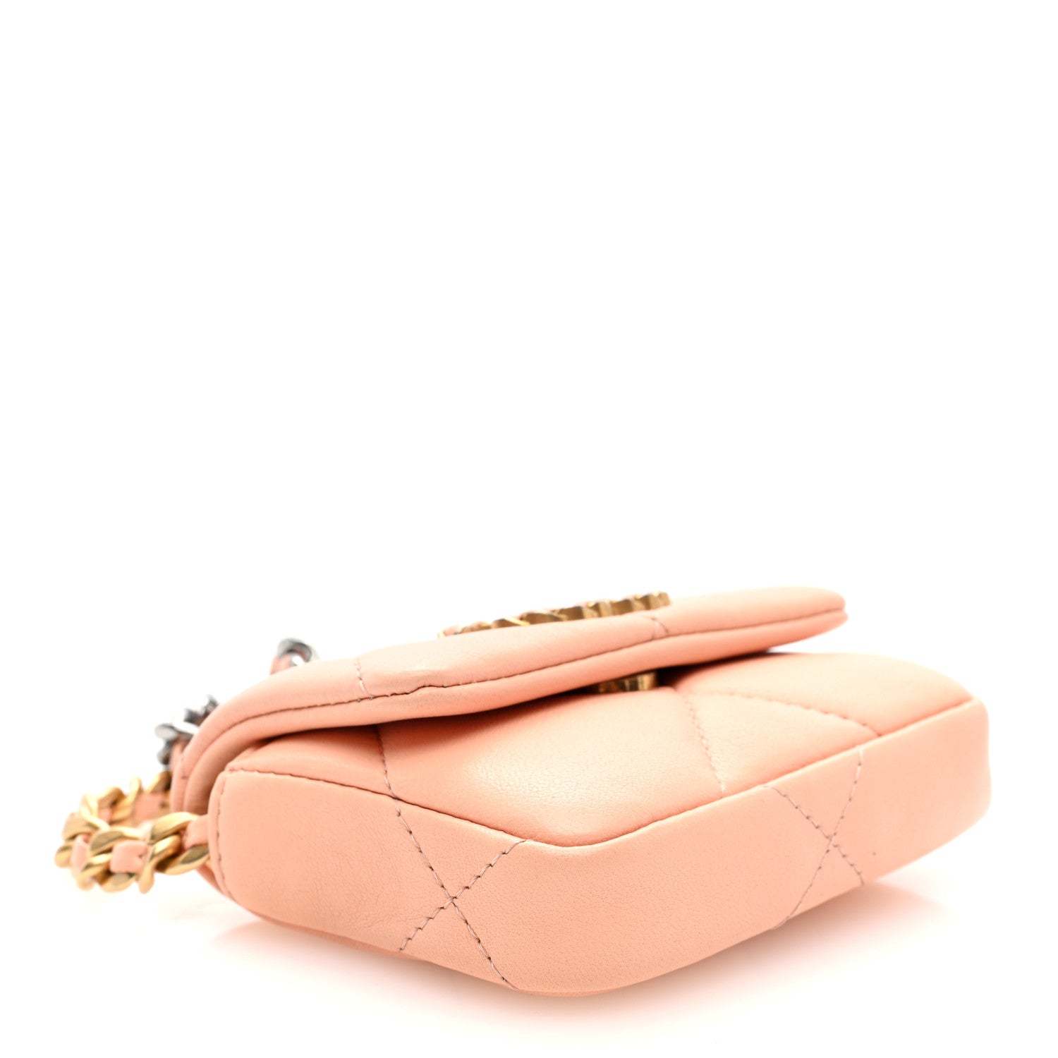 Chanel Lambskin Quilted Chanel 19 Flap Belt Bag Light Orange 4 of 10