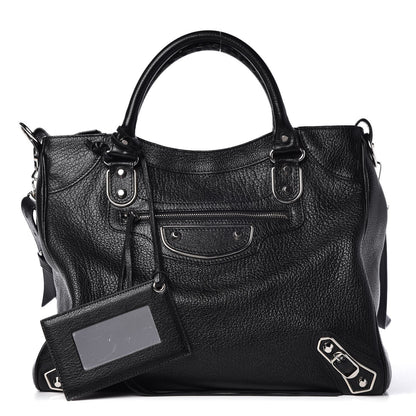 Balenciaga Chevre Silver Metallic Edge Hardware Velo Black 1 of 8