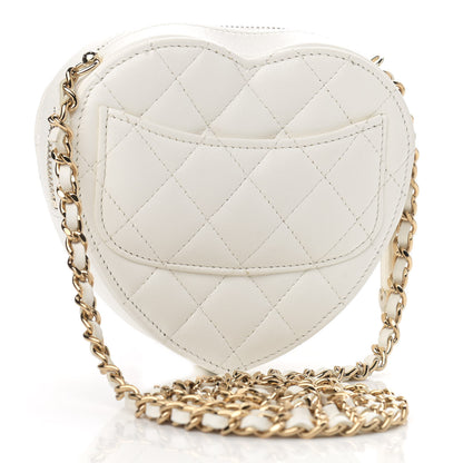 Chanel Lambskin Quilted CC In Love Heart Clutch With Chain White 3 of 12