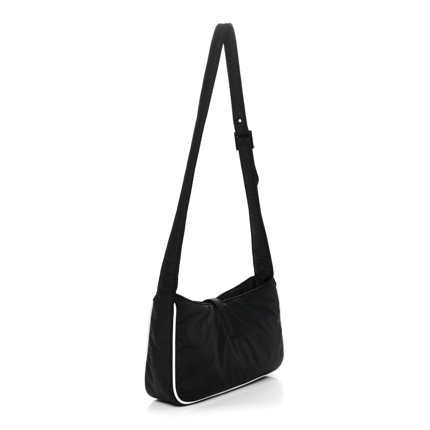 Saint Laurent Econyl Nylon Le 5 A 7 Hobo Black White 3 of 10