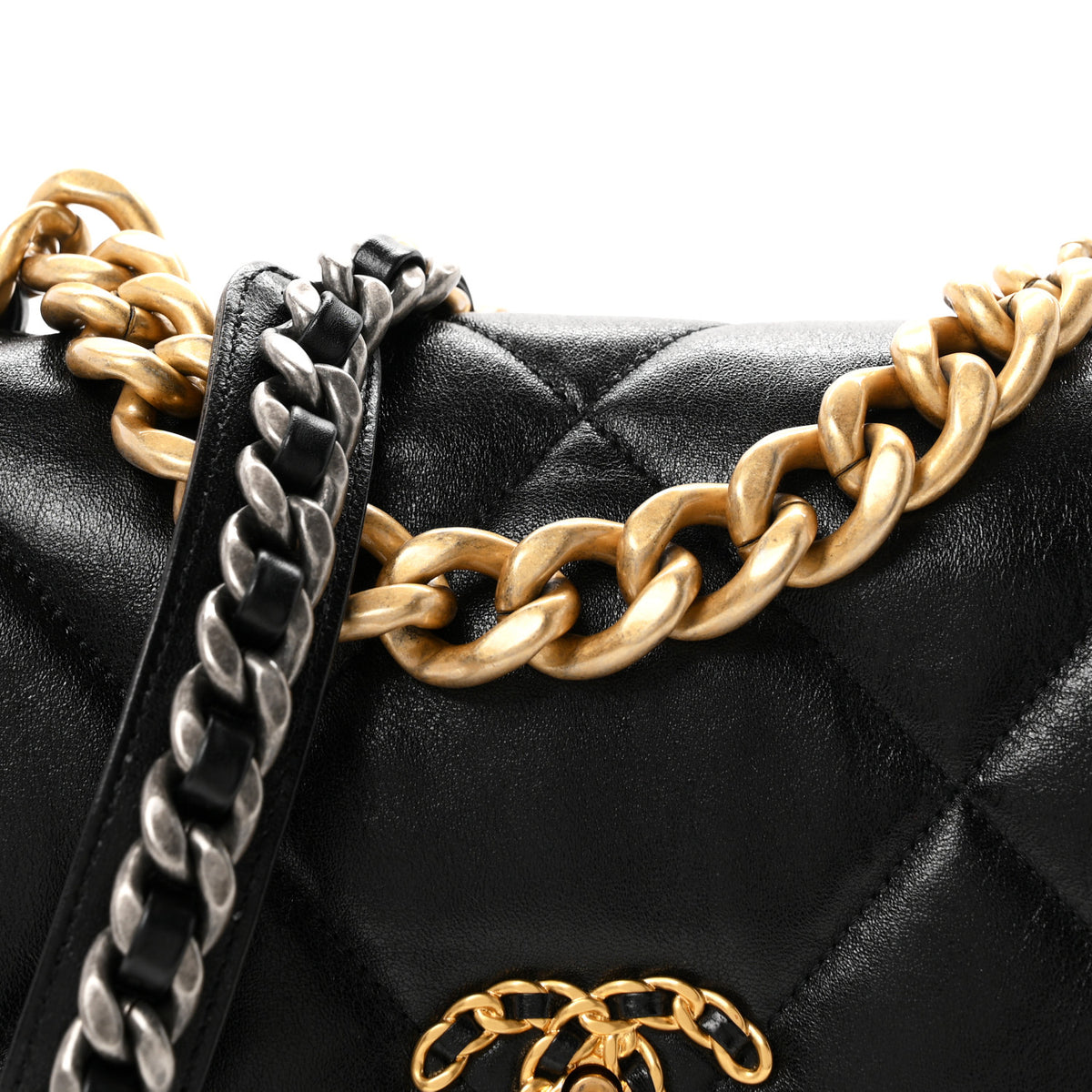 Chanel Shiny Goatskin Quilted Large Chanel 19 Flap Black 8 of 11
