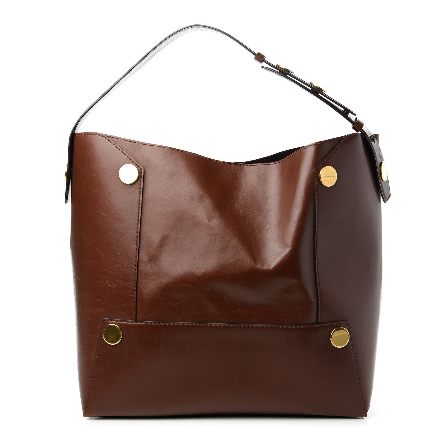 Stella McCartney Eco Alter Nappa Studded Large Bucket Bag Cognac 1 of 9
