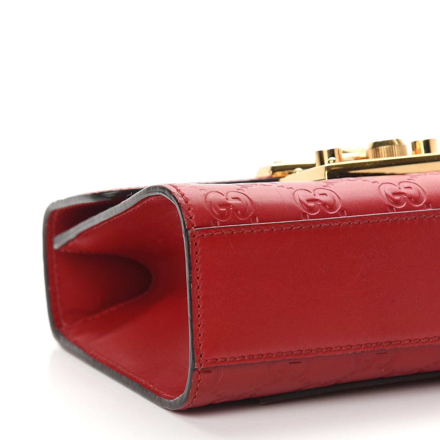 Guccissima Small Padlock Shoulder Bag Hibiscus Red