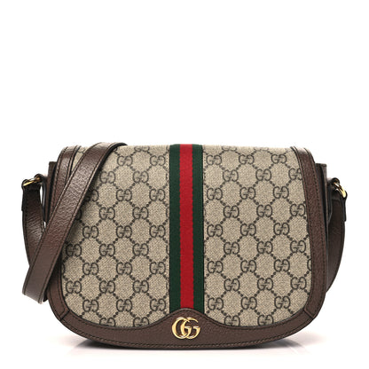 Gucci GG Supreme Monogram Web Small Ophidia Flap Messenger Bag Brown 1 of 11