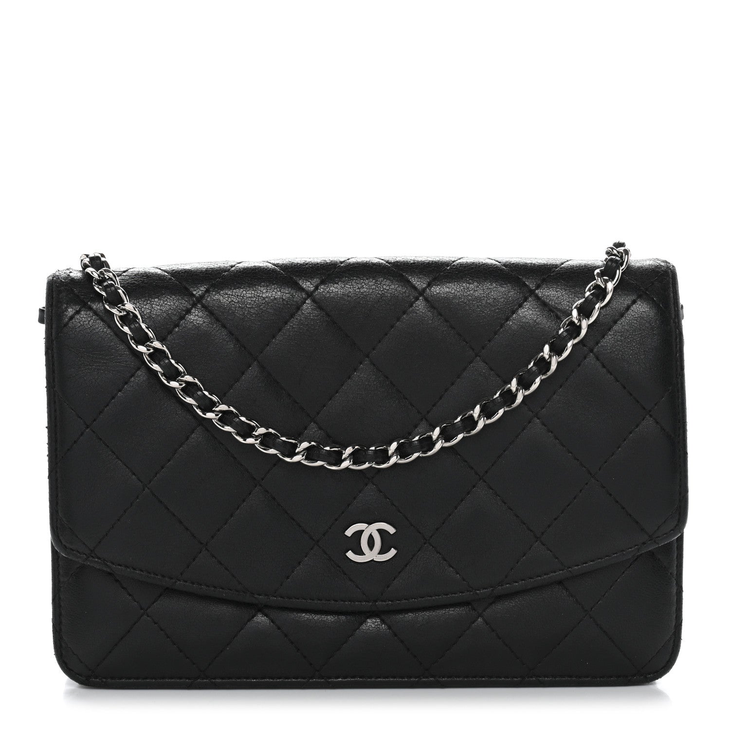 Chanel Lambskin Quilted Wallet On Chain WOC Black 1 of 14