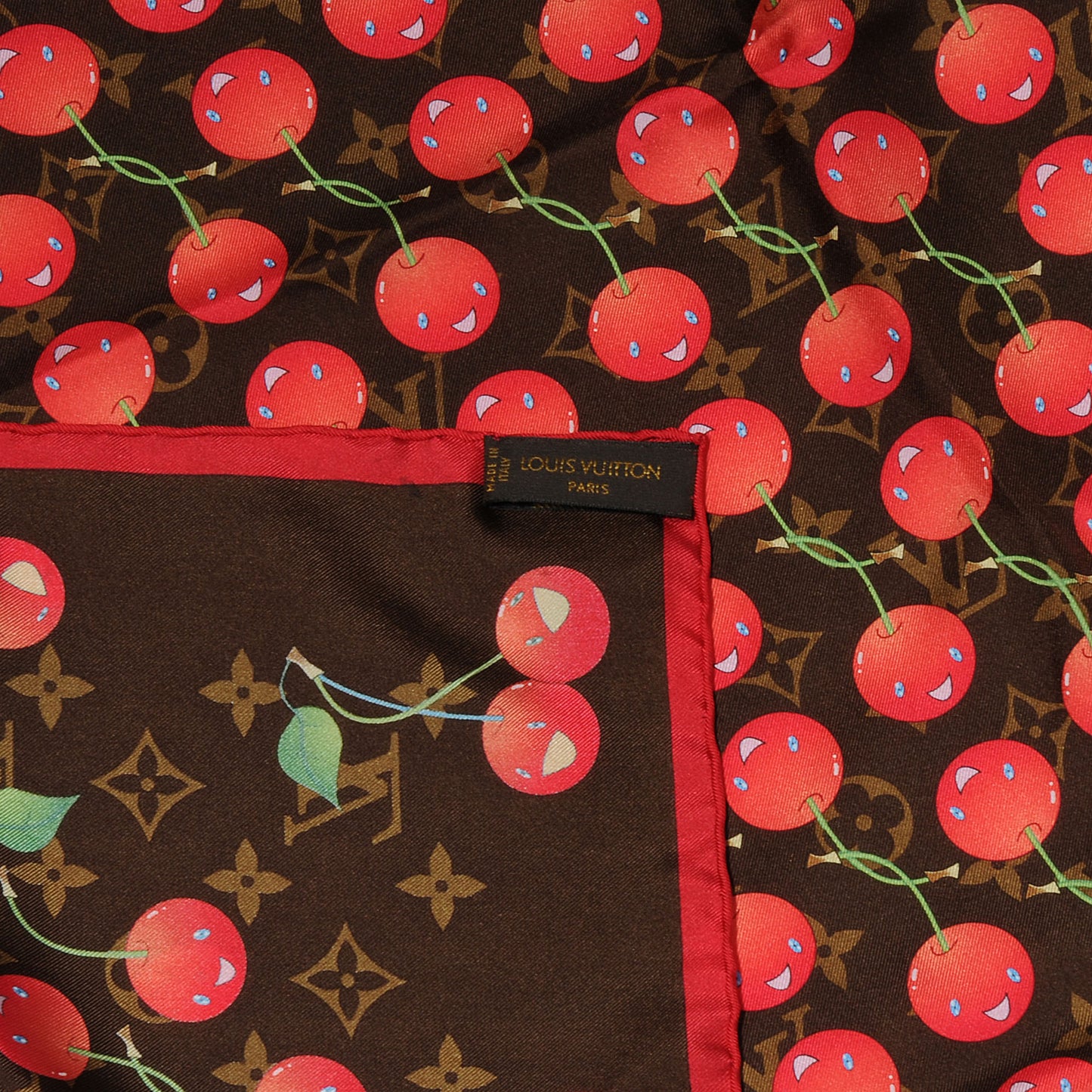 Silk Monogram Cerises Scarf