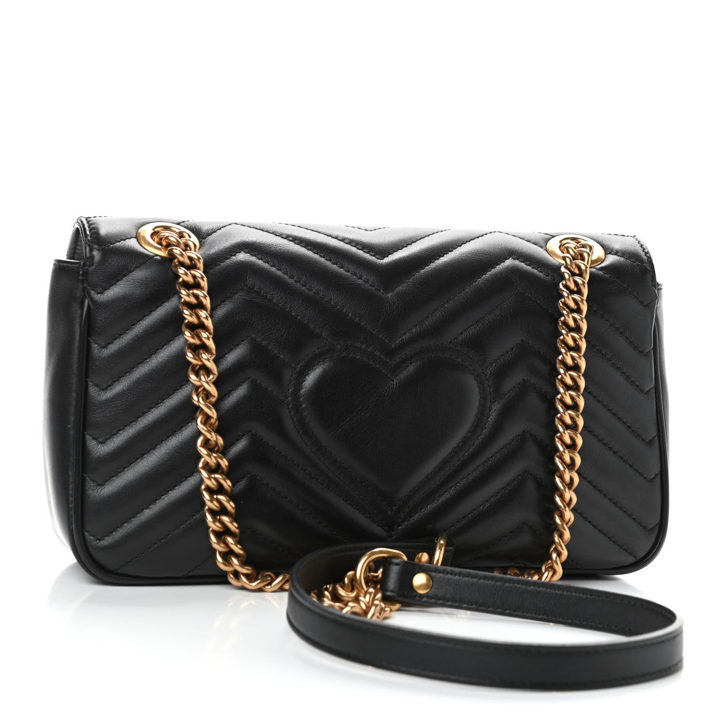 Gucci Calfskin Matelasse Small GG Marmont Shoulder Bag Black 2 of 4