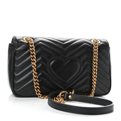 Gucci Calfskin Matelasse Small GG Marmont Shoulder Bag Black 2 of 4