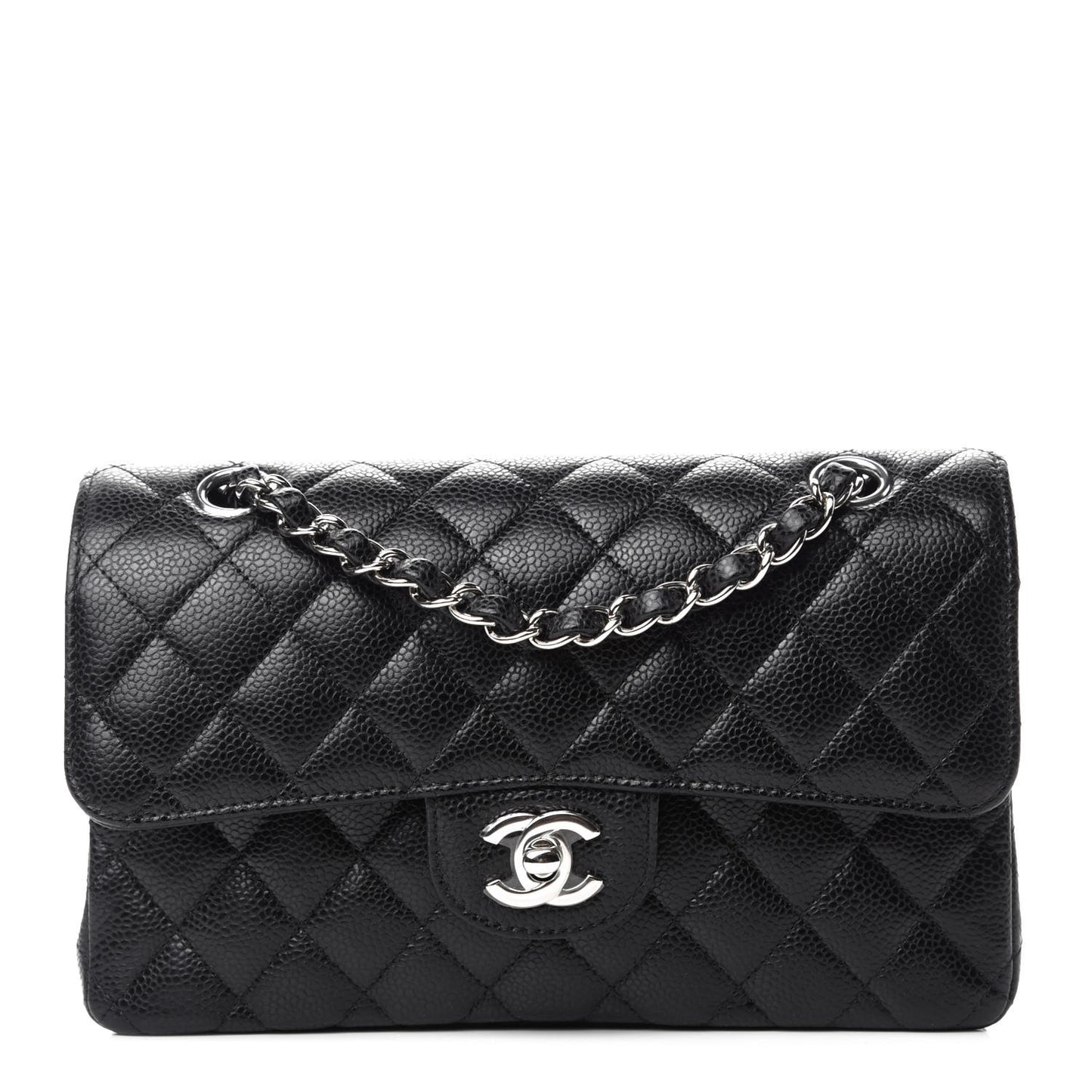 Caviar Quilted Small Double Flap Black