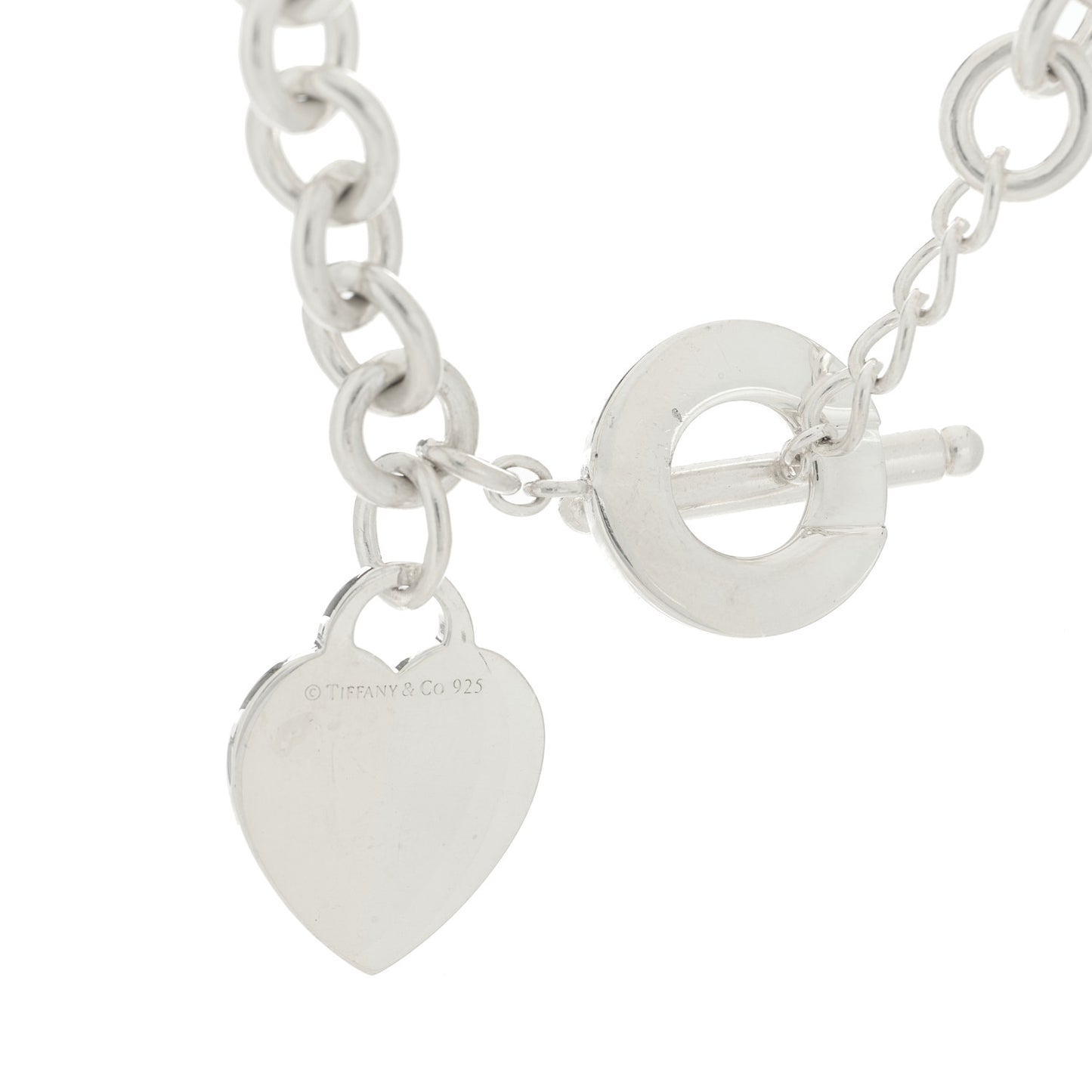 Sterling Silver Heart Tag Toggle Necklace