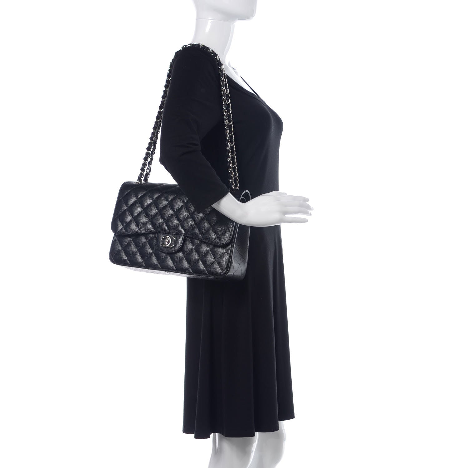 Chanel Caviar Quilted Jumbo Double Flap Black 2 of 10