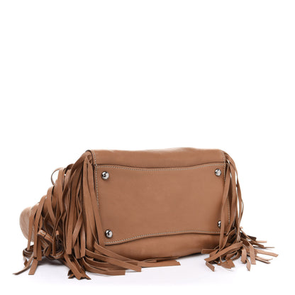 Prada Glace Calf Twin Pocket Fringe Tote Caramel 3 of 13