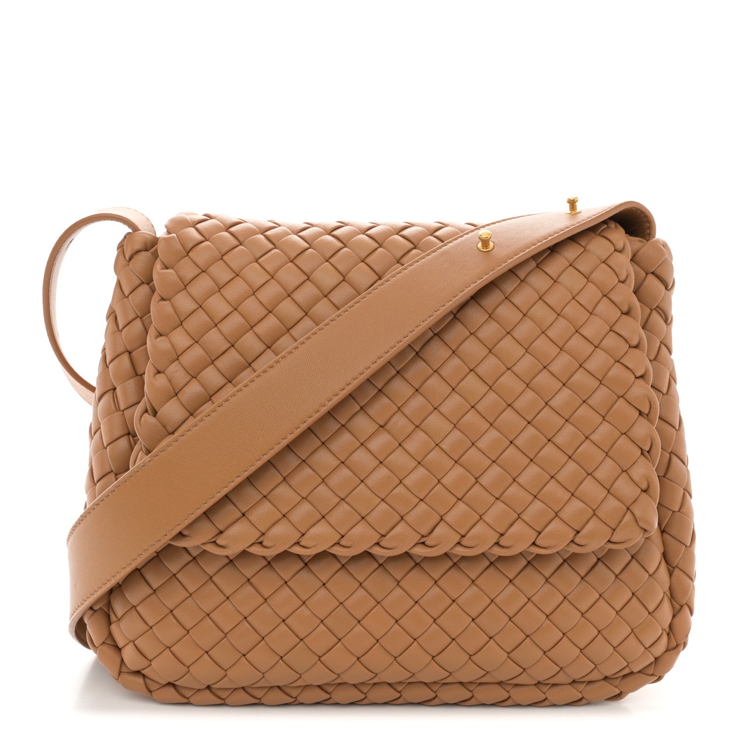 Bottega Veneta Nappa Intreccicio Padded Small Cobble Shoulder Bag Caramel 1 of 11