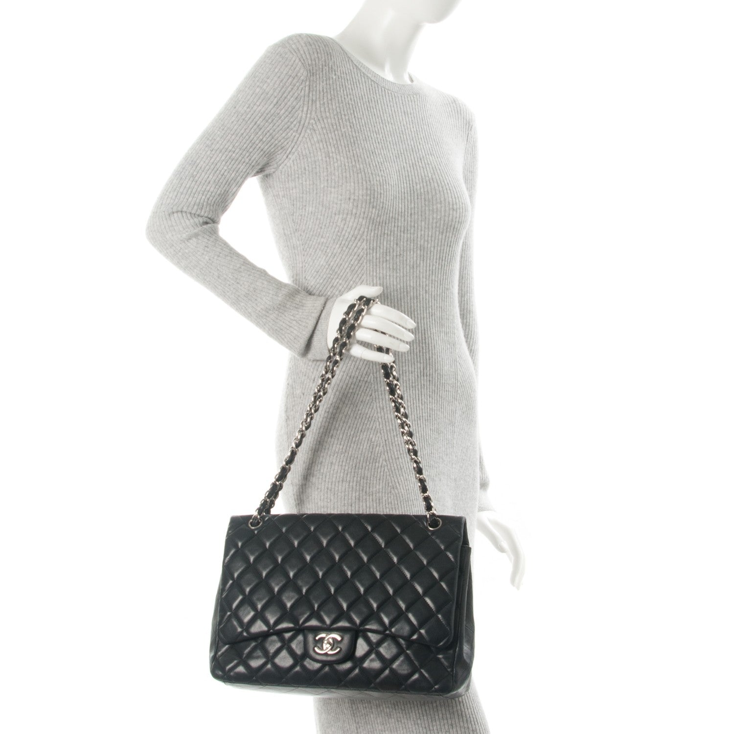 Chanel Lambskin Quilted Maxi Single Flap Black 2 of 7