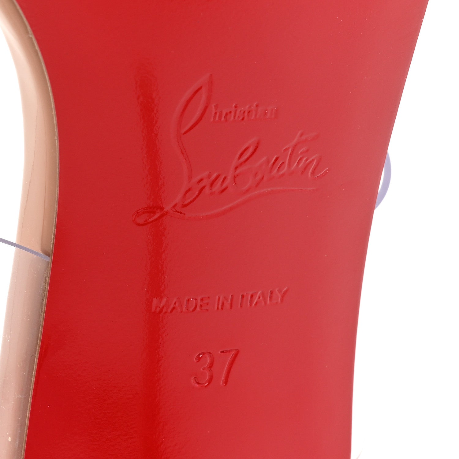 Christian Louboutin Patent PVC Just Nothing 85 Slide Sandals 37 Nude 6 of 9