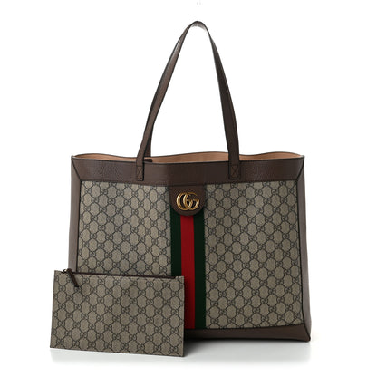 Gucci Gg Supreme Monogram Web Ophidia Tote Brown 3 of 11