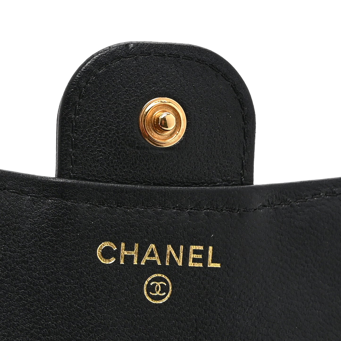 Lambskin Quilted Compact Flap Wallet Black