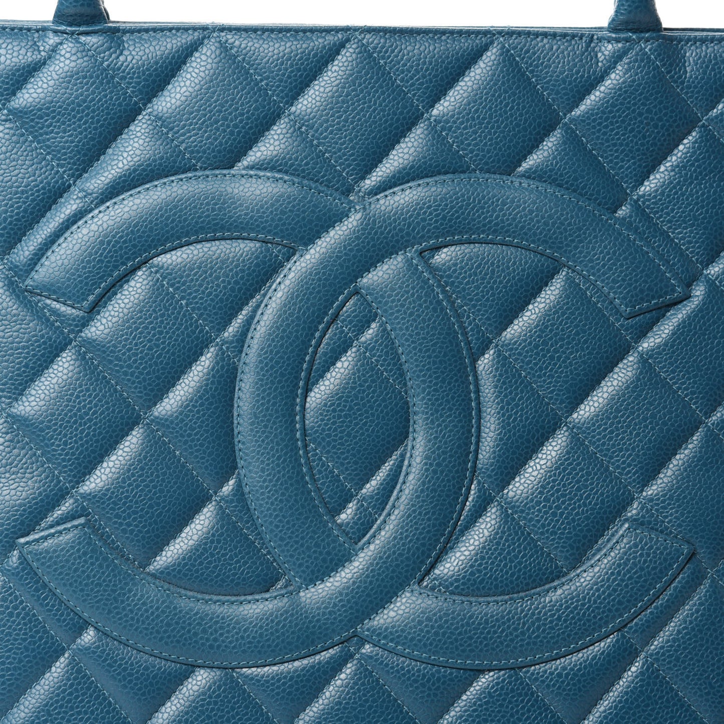 Caviar Quilted Medallion Tote Turquoise
