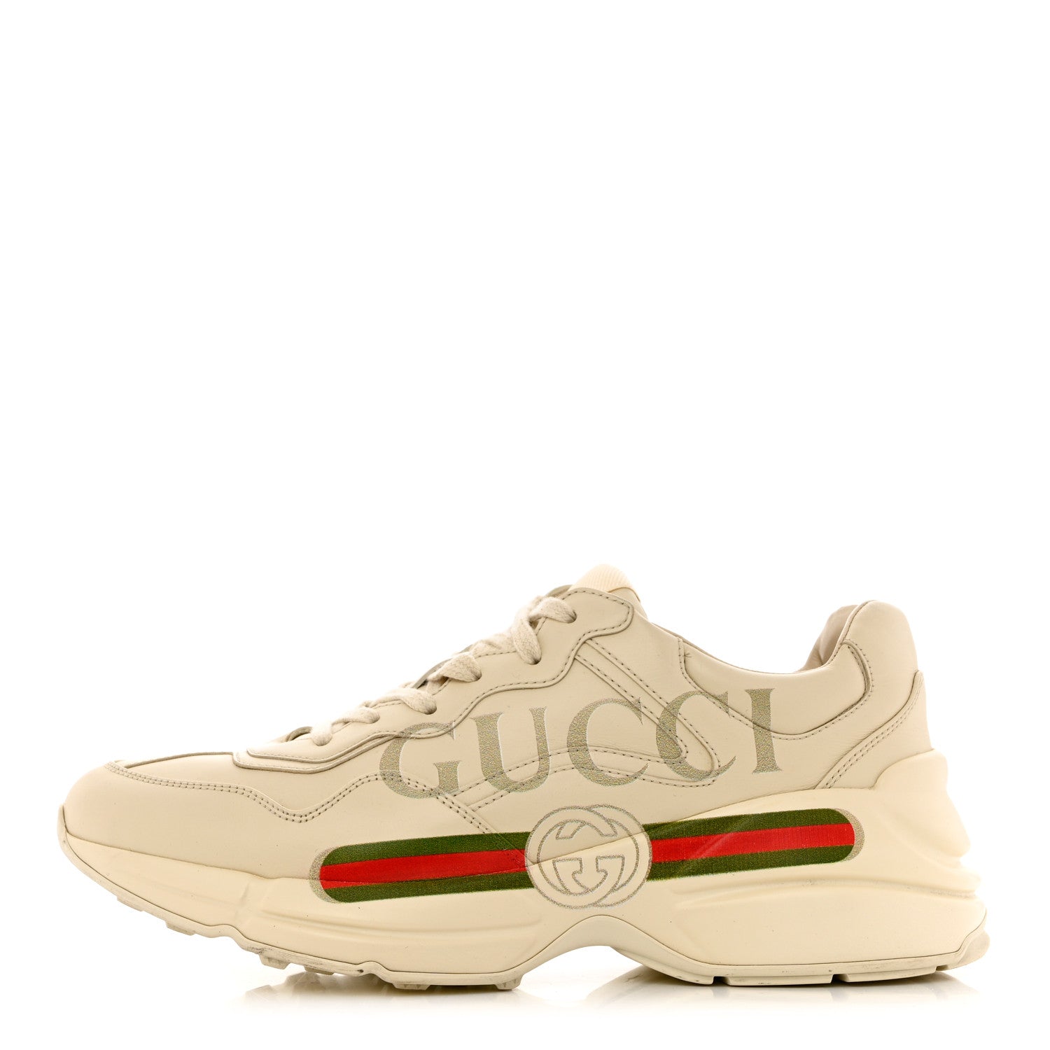 Gucci Calfskin Logo Womens Rhyton Sneakers 40 Ivory 1 of 12
