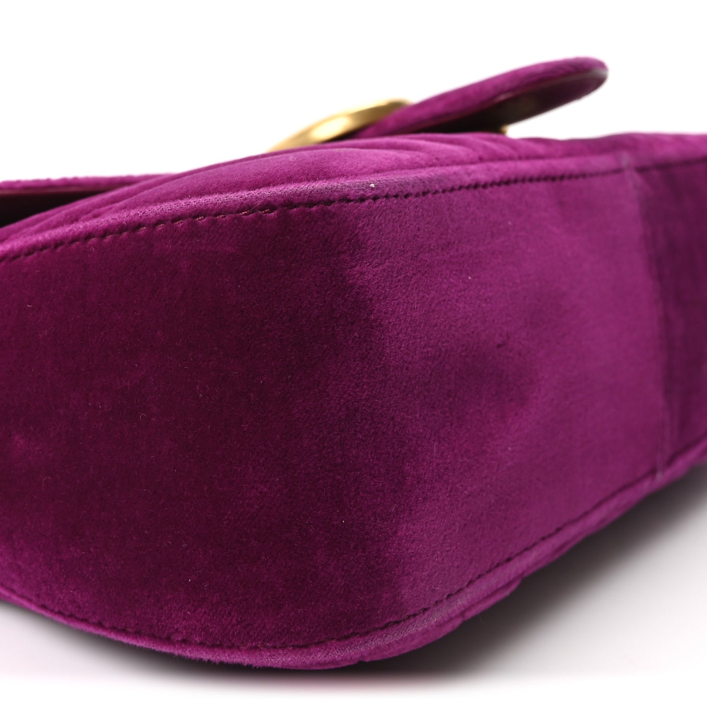 Velvet Matelasse Small GG Marmont Shoulder Bag Fuchsia Violet Cyclamen