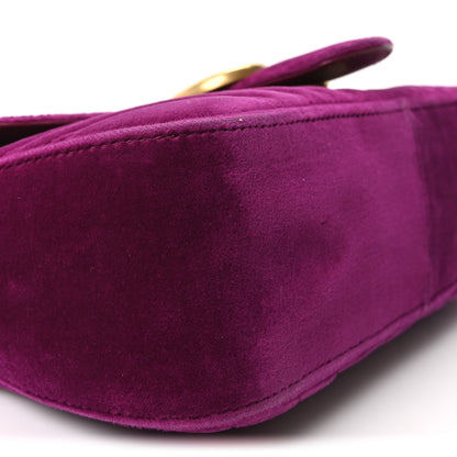 Gucci Velvet Matelasse Small GG Marmont Shoulder Bag Fuchsia Violet Cyclamen 9 of 10