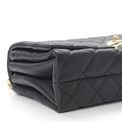 Chanel Calfskin Quilted Accordion Pearl CC Small Flap Bag Black 9 of 12