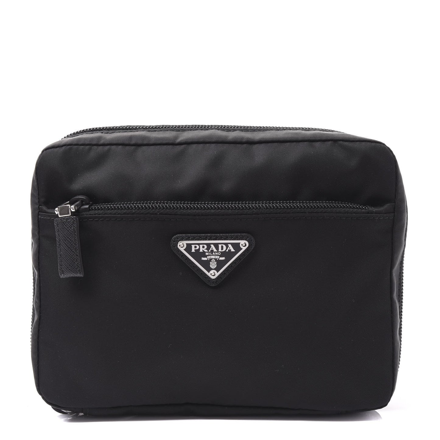 Tessuto Nylon Saffiano Maniglia Pouch Black