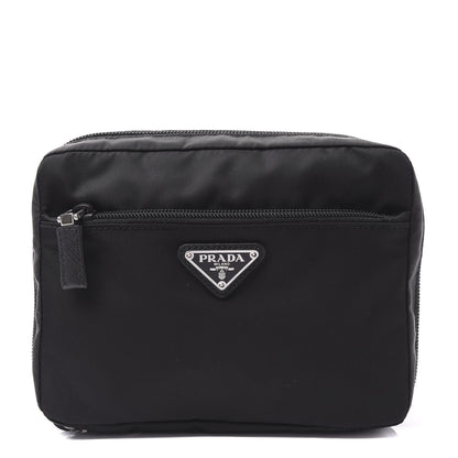 Prada Tessuto Nylon Saffiano Maniglia Pouch Black 1 of 8