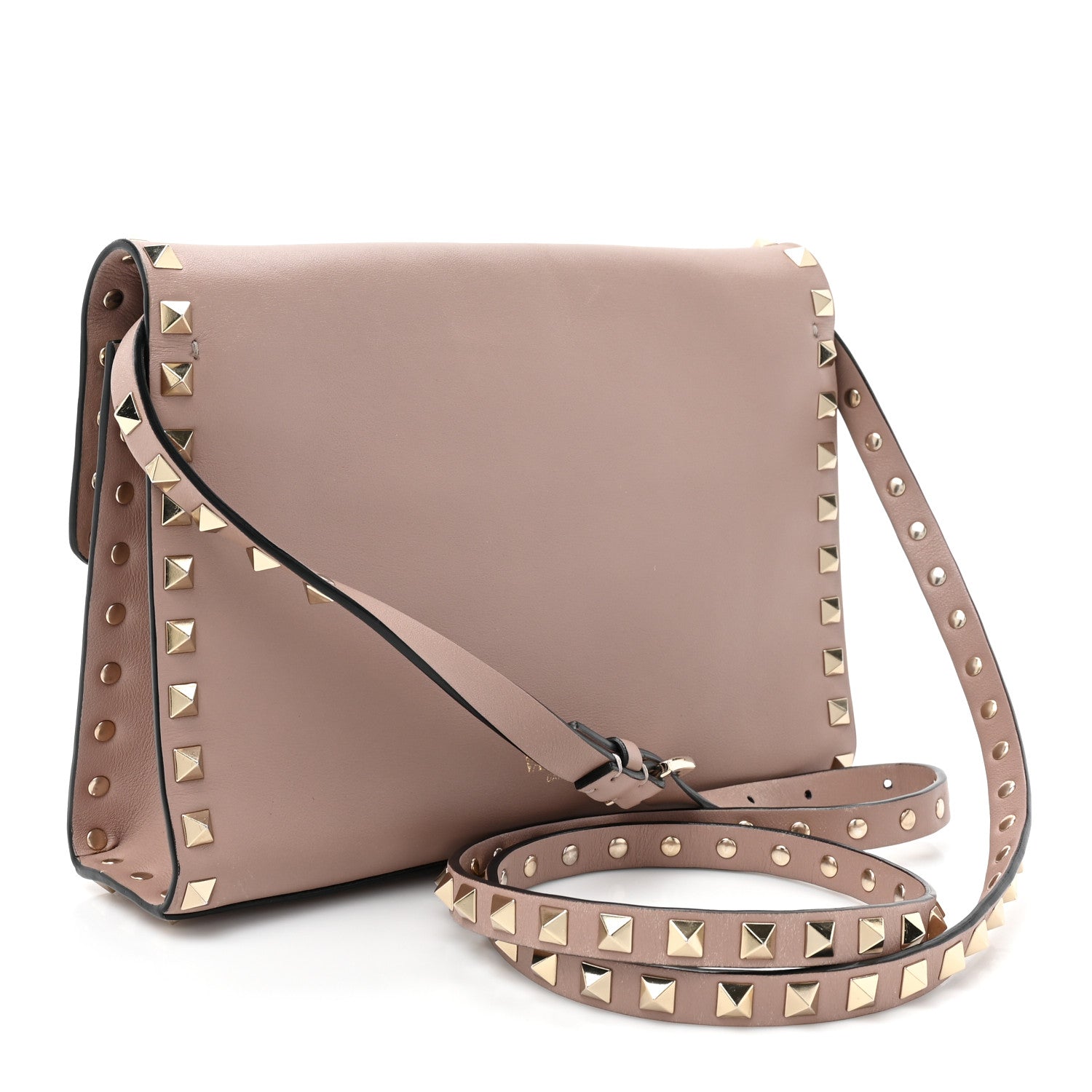 Valentino Garavani Vitello Medium Rockstud Flip Lock Crossbody Bag Poudre 3 of 13