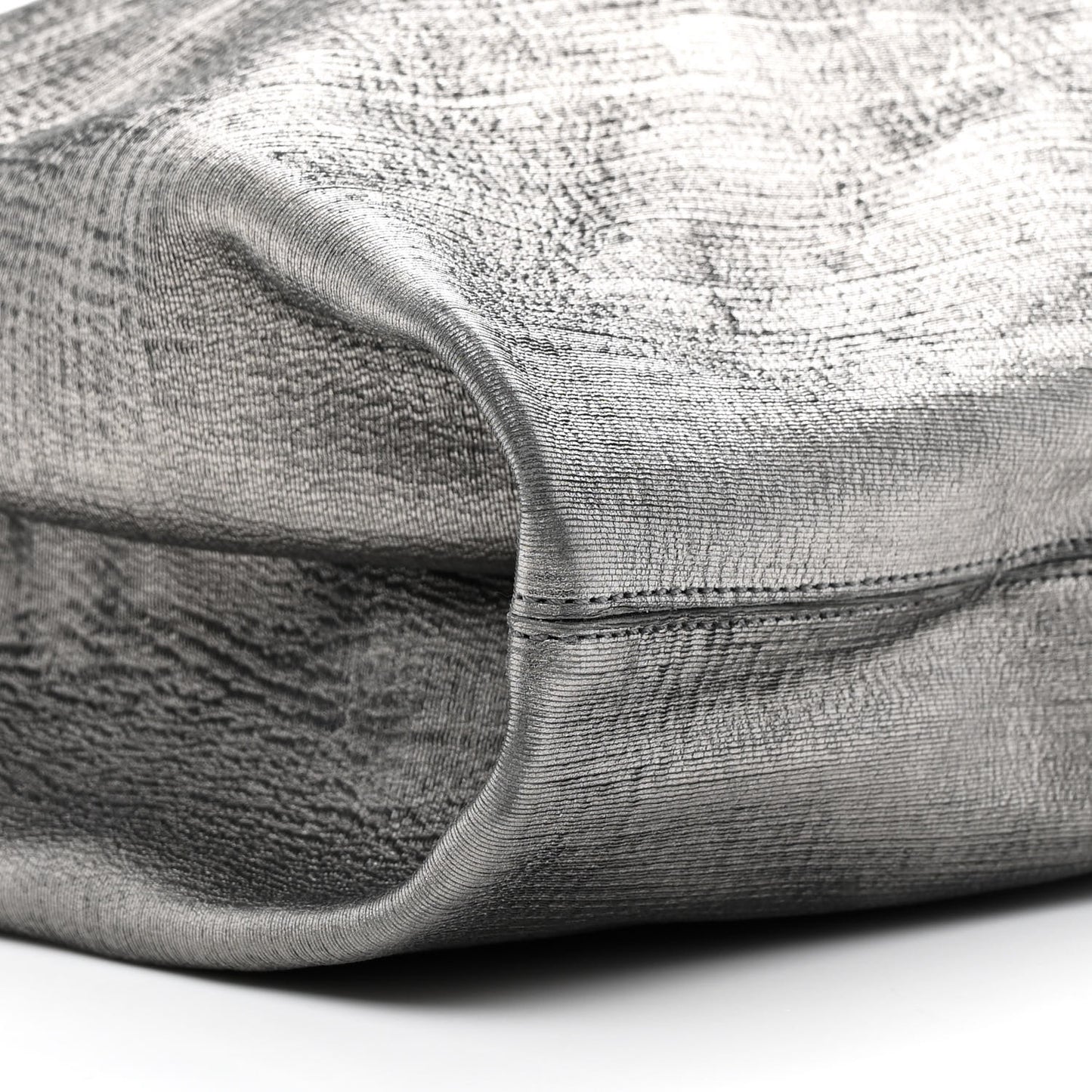 Metallic Pleated Calfskin Hilary Tote Silver
