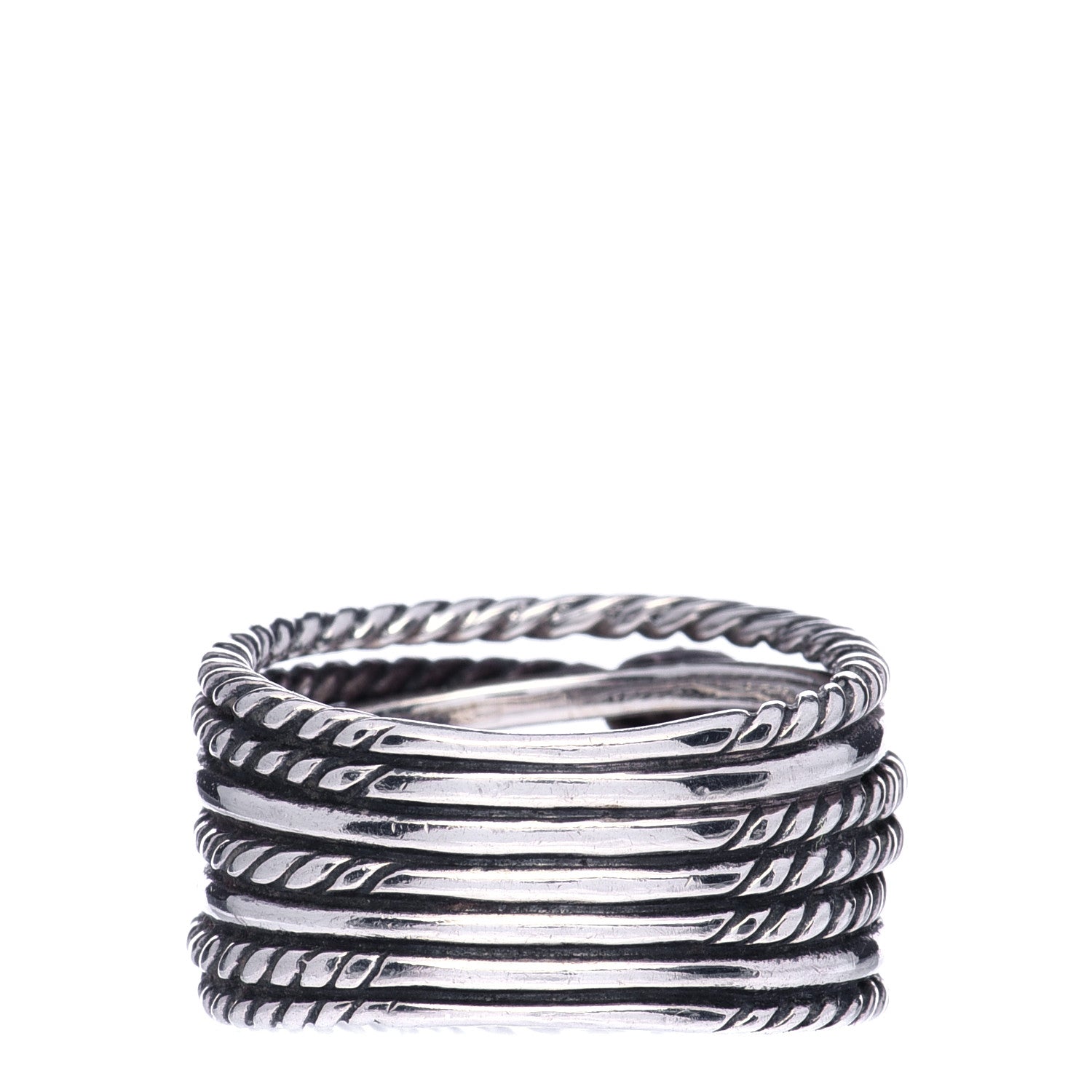 David Yurman Sterling Silver Diamond Double X Crossover Ring 58 8.5 3 of 5