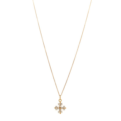 Saint Laurent Metal Crystal Cross Pendant Necklace Gold 1 of 6