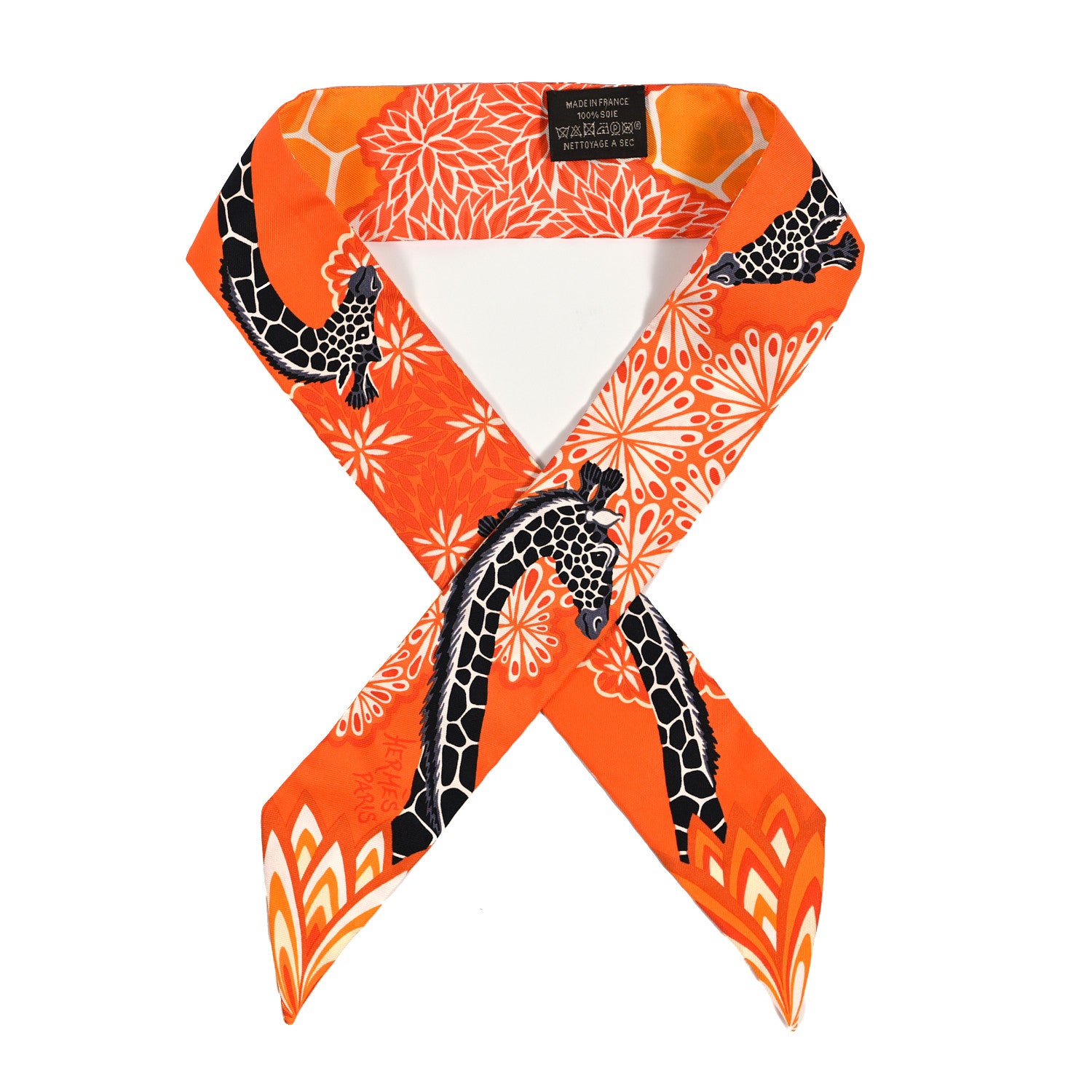 Hermes Silk The Three Graces Twilly Orange Mangue Anthracite 1 of 4