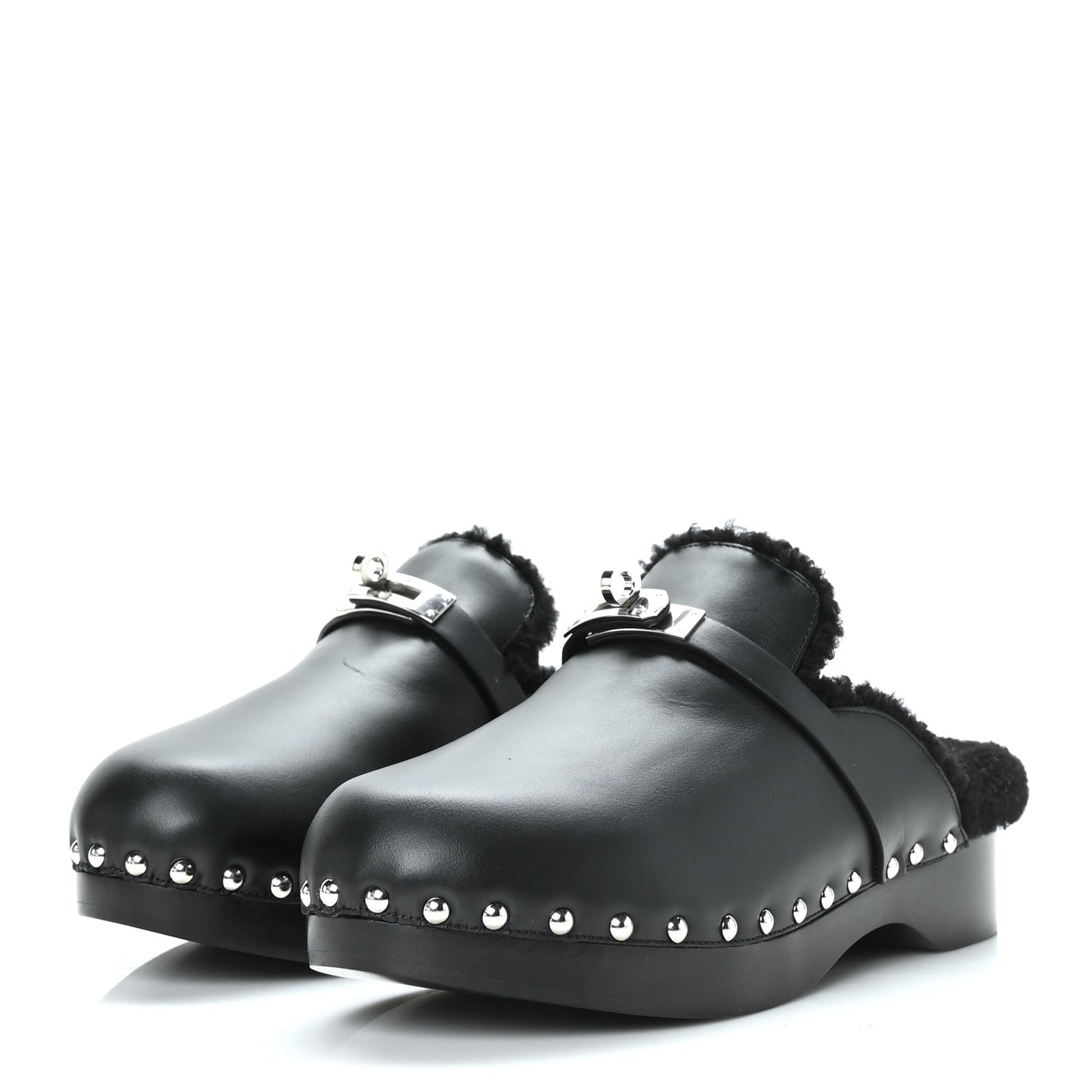 Calfskin Woolskin Carlotta Mules 38 Black