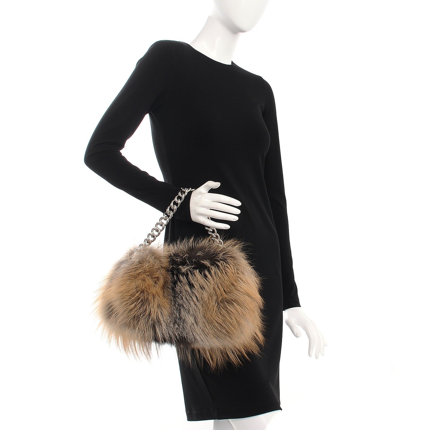 Alexander McQueen Fox Fur Folded Clutch Natural 2 of 7