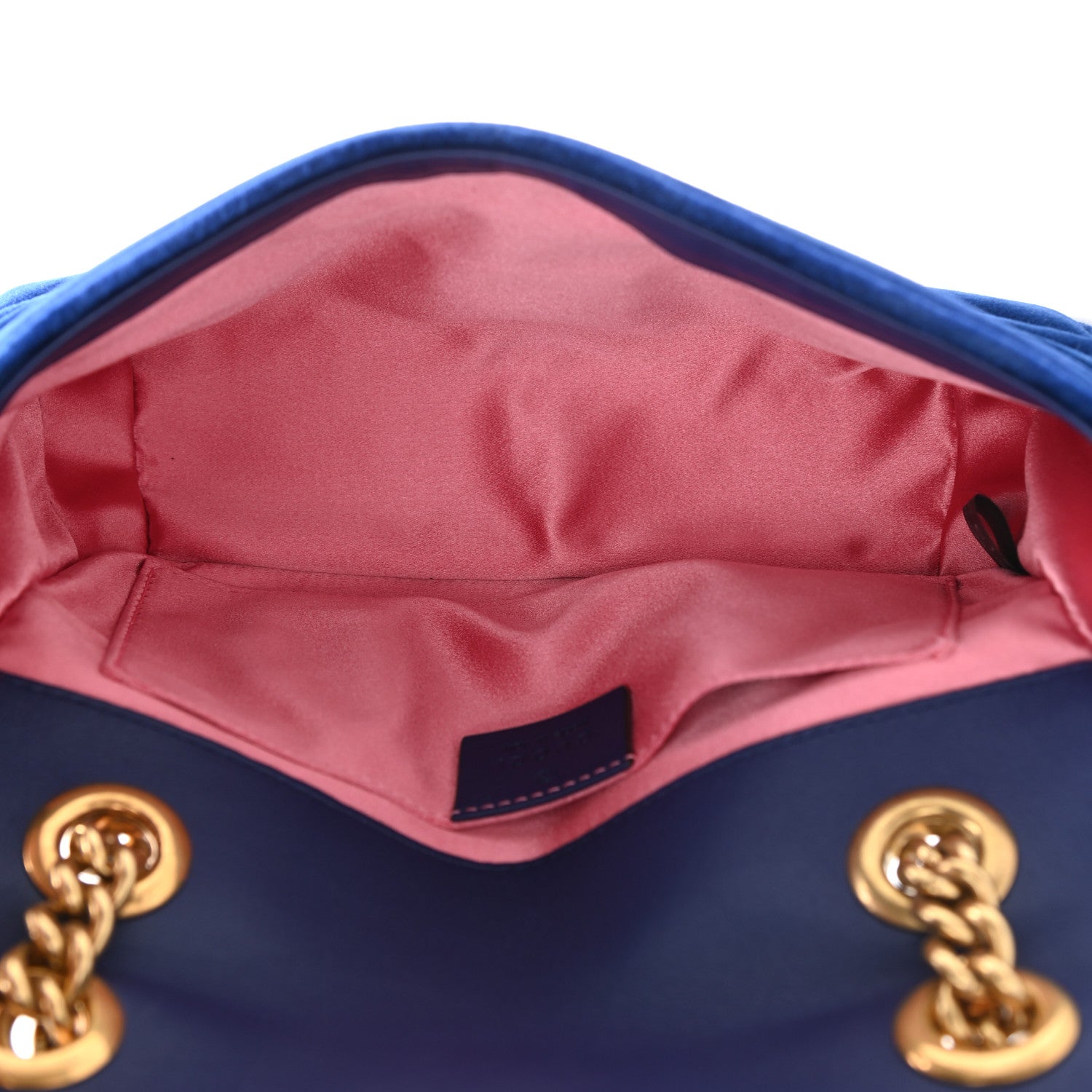 Gucci Velvet Matelasse Mini GG Marmont Shoulder Bag Cobalt Blue 5 of 9