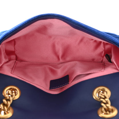 Gucci Velvet Matelasse Mini GG Marmont Shoulder Bag Cobalt Blue 5 of 9