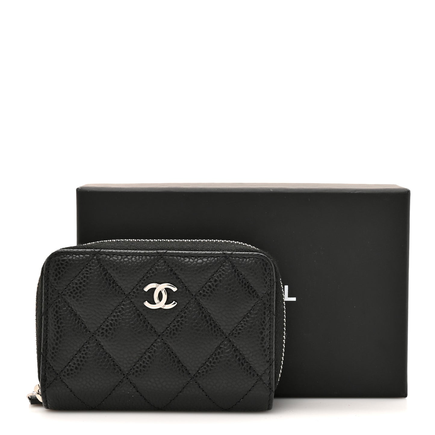 Caviar Quilted Zip Coin Purse Black
