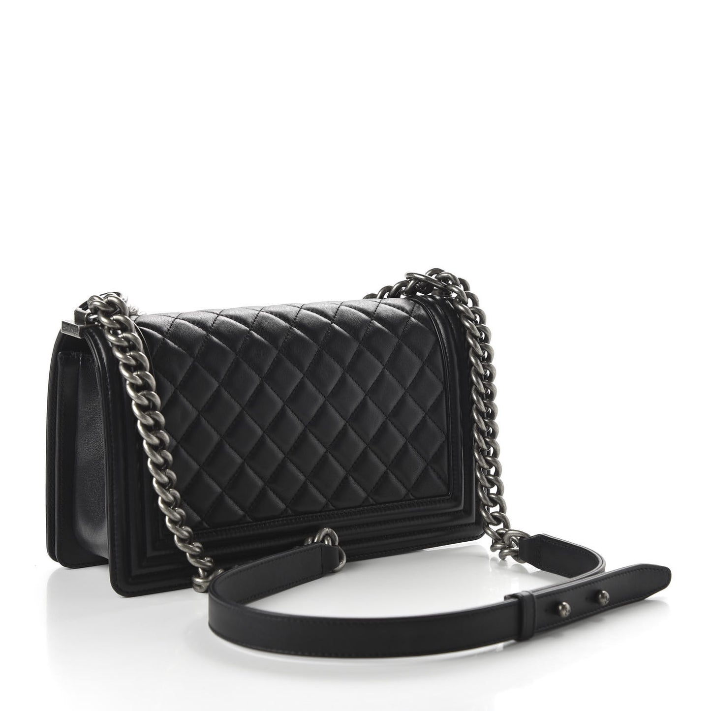 Lambskin Quilted Medium Boy Flap Black