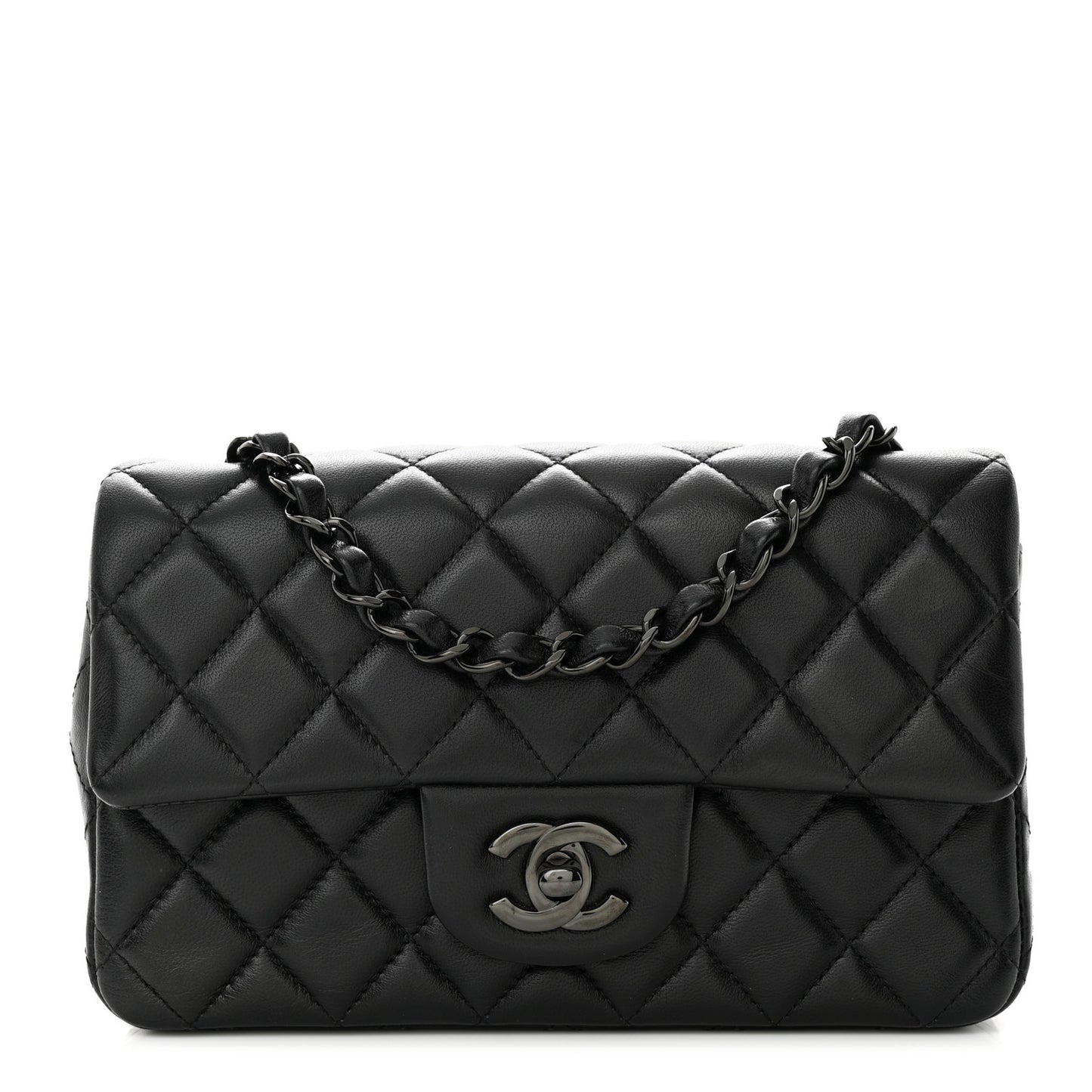Lambskin Quilted Mini Rectangular Flap So Black