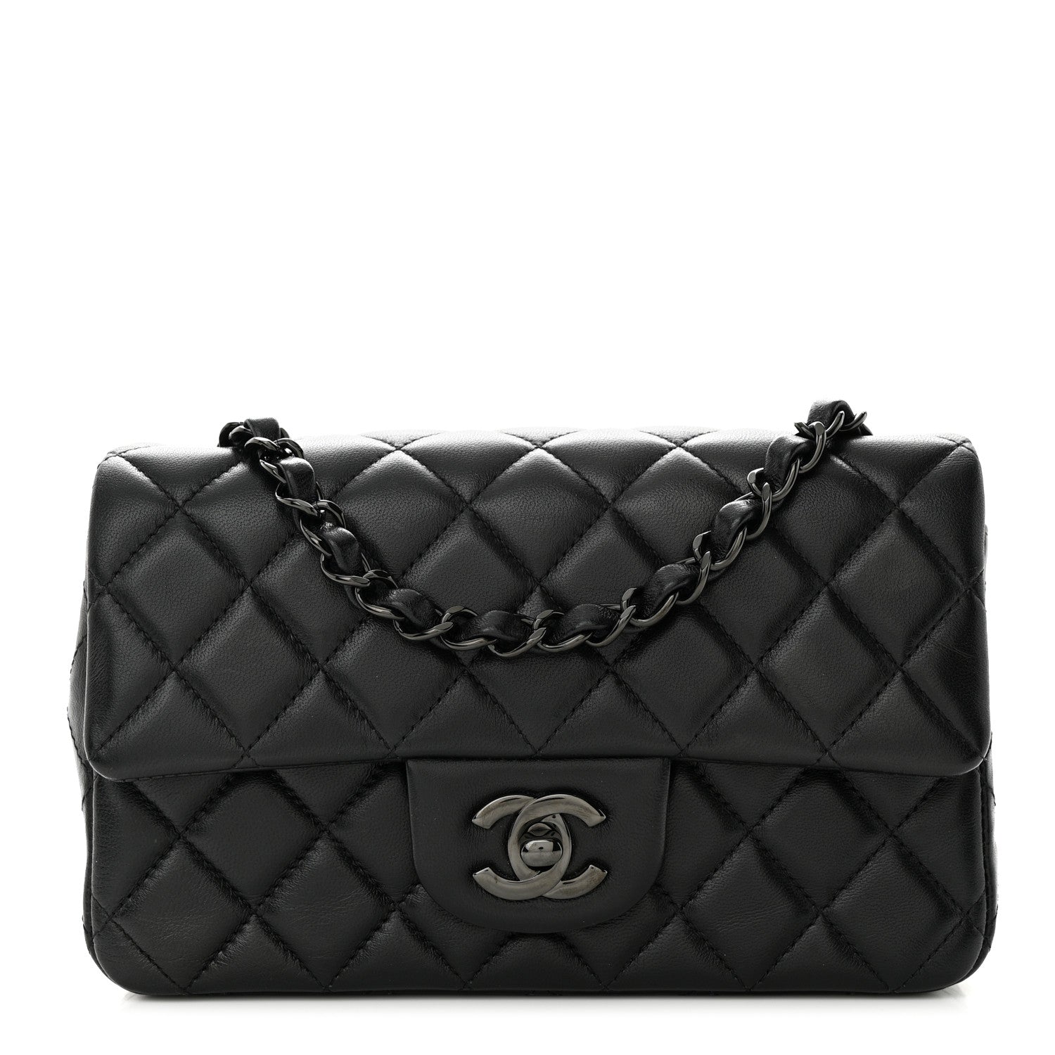 Chanel Lambskin Quilted Mini Rectangular Flap So Black 1 of 12