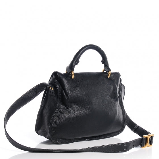 Calfskin Medium Marcie Top Handle Bag Black